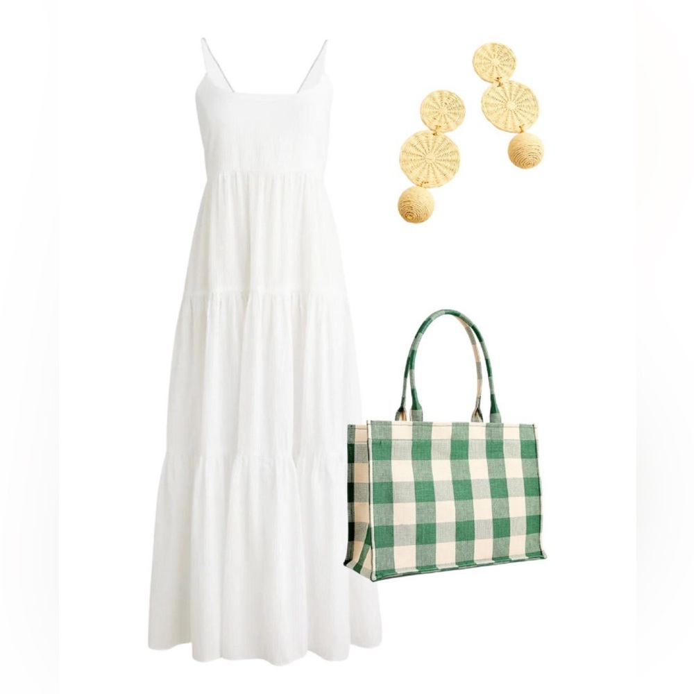 NWT J. Crew Bow-back tiered maxi dress in soft gauze